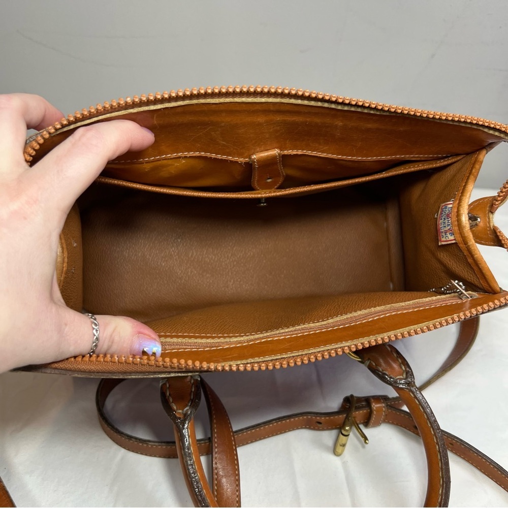 Vintage 90s Dooney & Burke double handle pebbled leather hand painted satchel - Picture 11 of 17